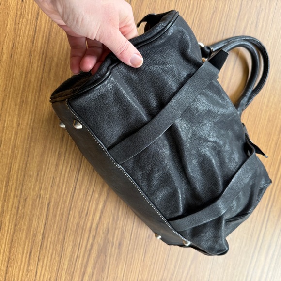 Sundance Black Leather Moto Satchel Shoulder Bag Excellent Condition - Picture 5 of 5